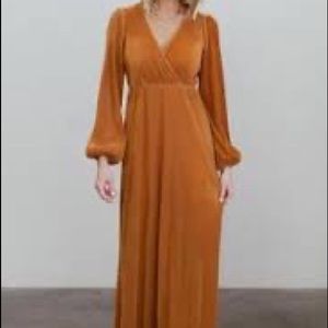 Pleated Maxi Dress-Saffron